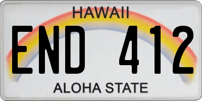 HI license plate END412
