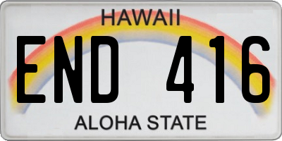 HI license plate END416