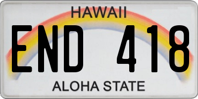 HI license plate END418