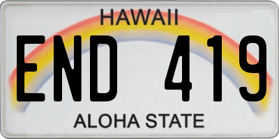 HI license plate END419