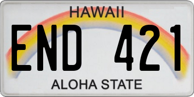 HI license plate END421