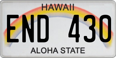 HI license plate END430