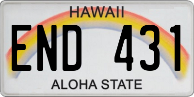 HI license plate END431