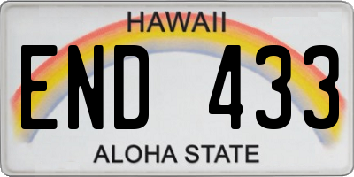 HI license plate END433