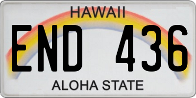 HI license plate END436