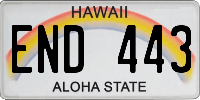 HI license plate END443