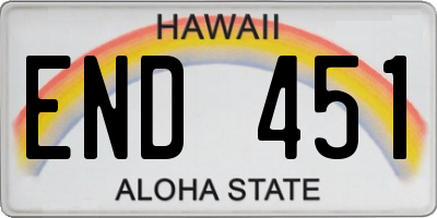 HI license plate END451