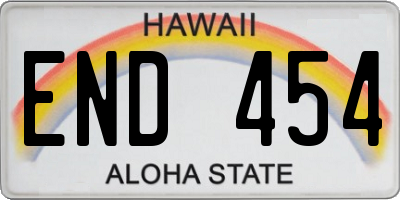 HI license plate END454