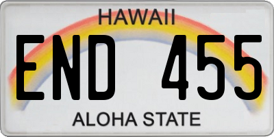 HI license plate END455