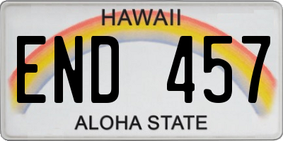 HI license plate END457