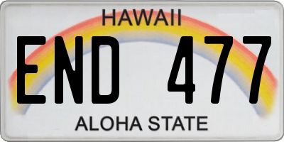 HI license plate END477