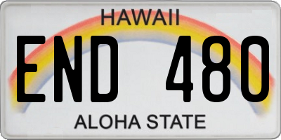 HI license plate END480