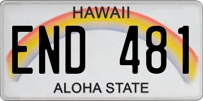 HI license plate END481