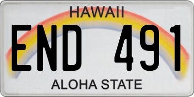 HI license plate END491