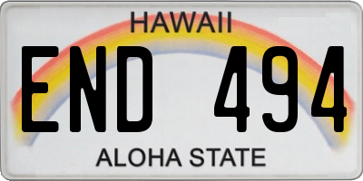 HI license plate END494