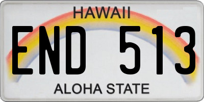 HI license plate END513