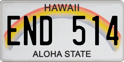 HI license plate END514