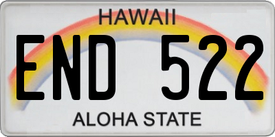 HI license plate END522