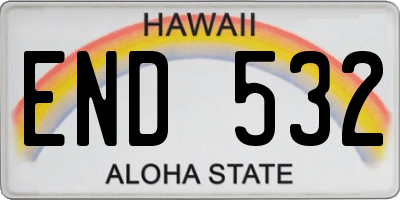 HI license plate END532