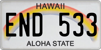 HI license plate END533