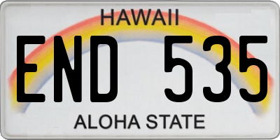 HI license plate END535