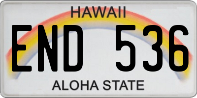 HI license plate END536