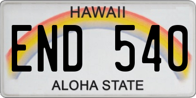 HI license plate END540