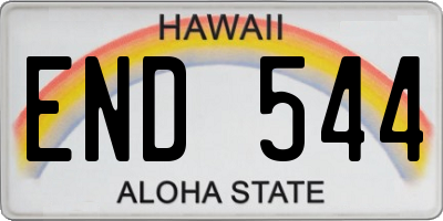 HI license plate END544