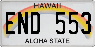 HI license plate END553