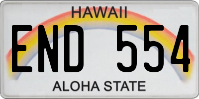 HI license plate END554