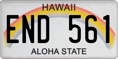 HI license plate END561