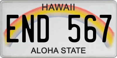 HI license plate END567