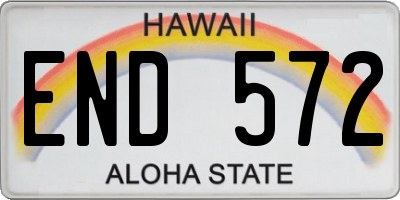 HI license plate END572