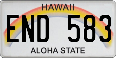 HI license plate END583