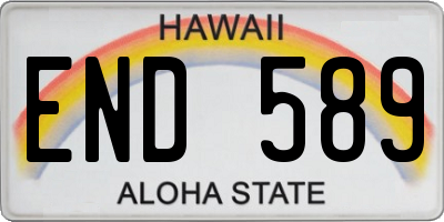 HI license plate END589