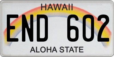 HI license plate END602
