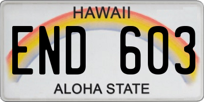 HI license plate END603