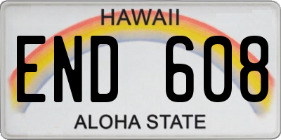 HI license plate END608