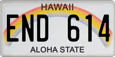 HI license plate END614