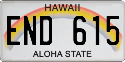 HI license plate END615