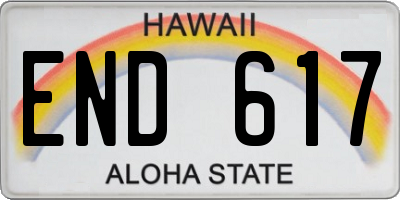 HI license plate END617