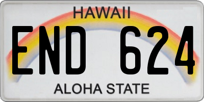 HI license plate END624