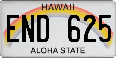 HI license plate END625
