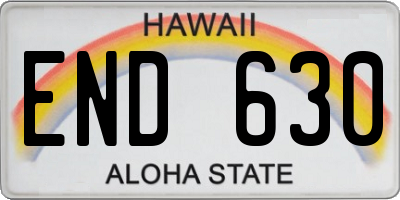 HI license plate END630