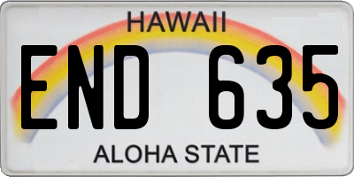 HI license plate END635