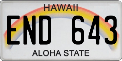 HI license plate END643