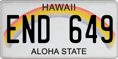HI license plate END649