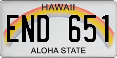 HI license plate END651