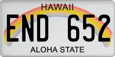 HI license plate END652