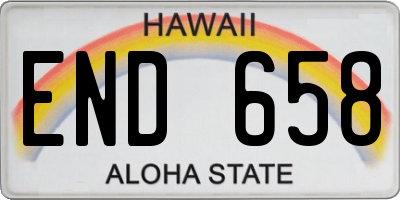 HI license plate END658